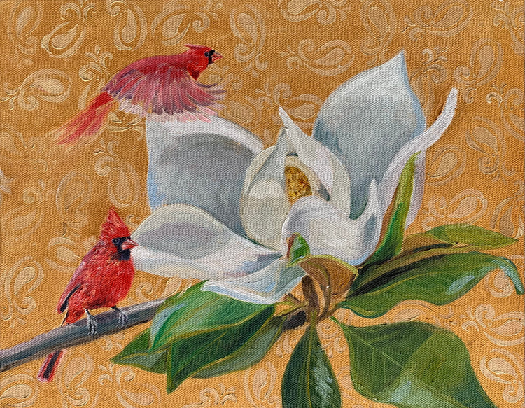 Cardinal with Magnolia, Three