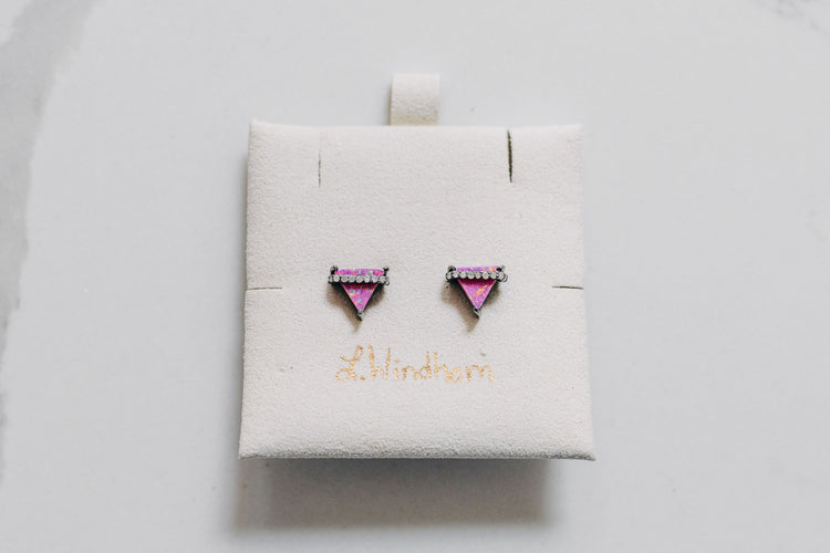 Ophelia Stud Earrings, Pink Opal