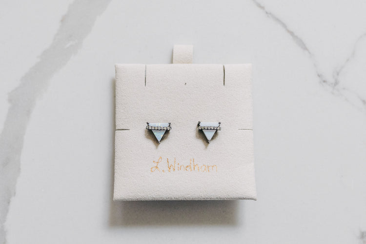 Ophelia Stud Earrings, White Opal