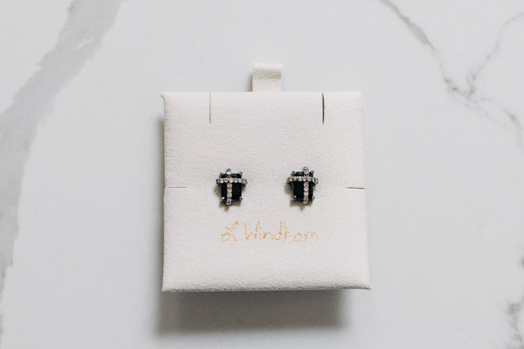 Sloan Stud Earrings, Black Onyx