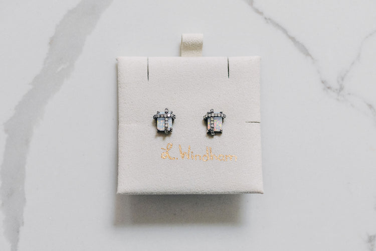 Sloan Stud Earrings, White Opal