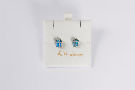 Sloan Stud Earrings, Light Blue Opal
